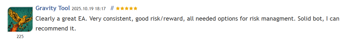 Customer review 1 for Boring Pips MT5