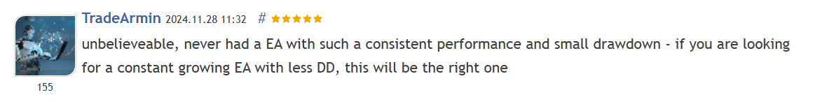 Customer review 13 for Boring Pips MT5