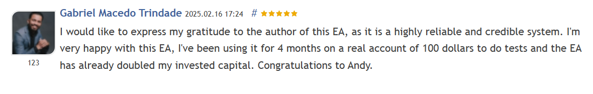 Customer review 6 for Boring Pips MT5