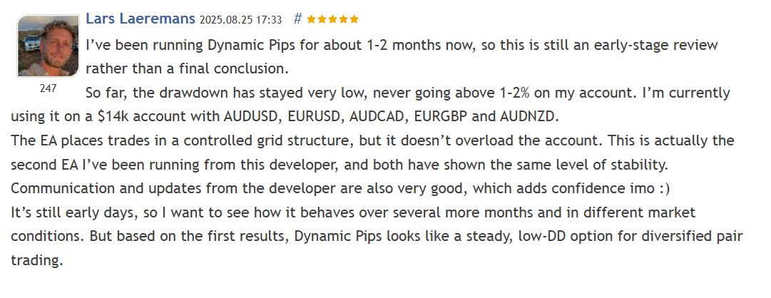 Customer review 2 for Dynamic Pips MT5